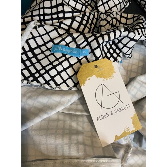 J. McLaughlin White Black Windowpane Check Long Sleeve Fit & Flare Dress Size XS - Picture 5 of 5